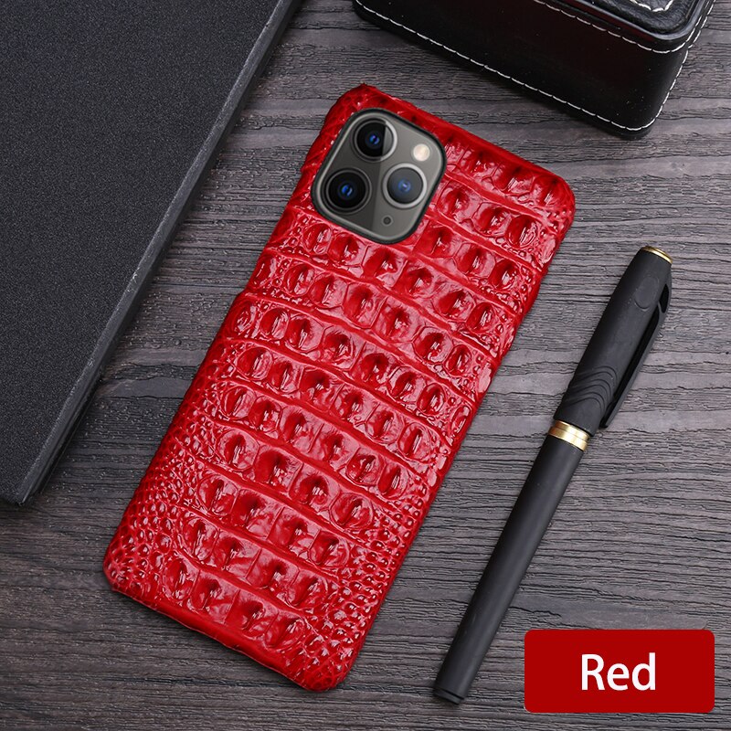 Real Leather "Crocodile" iPhone Case (Red)